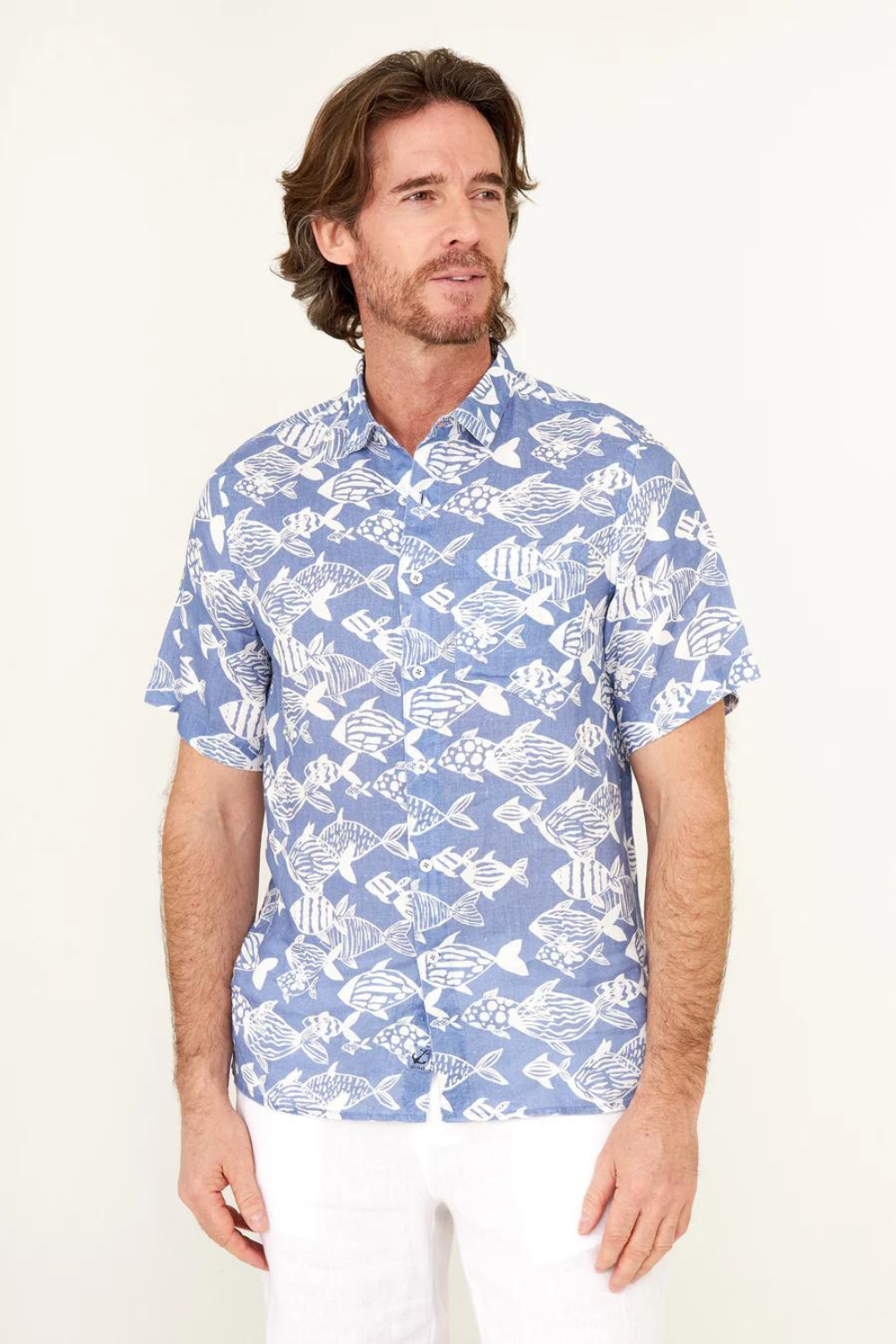 HIHO Short Sleeve Irie Linen Shirt - Topside Fish