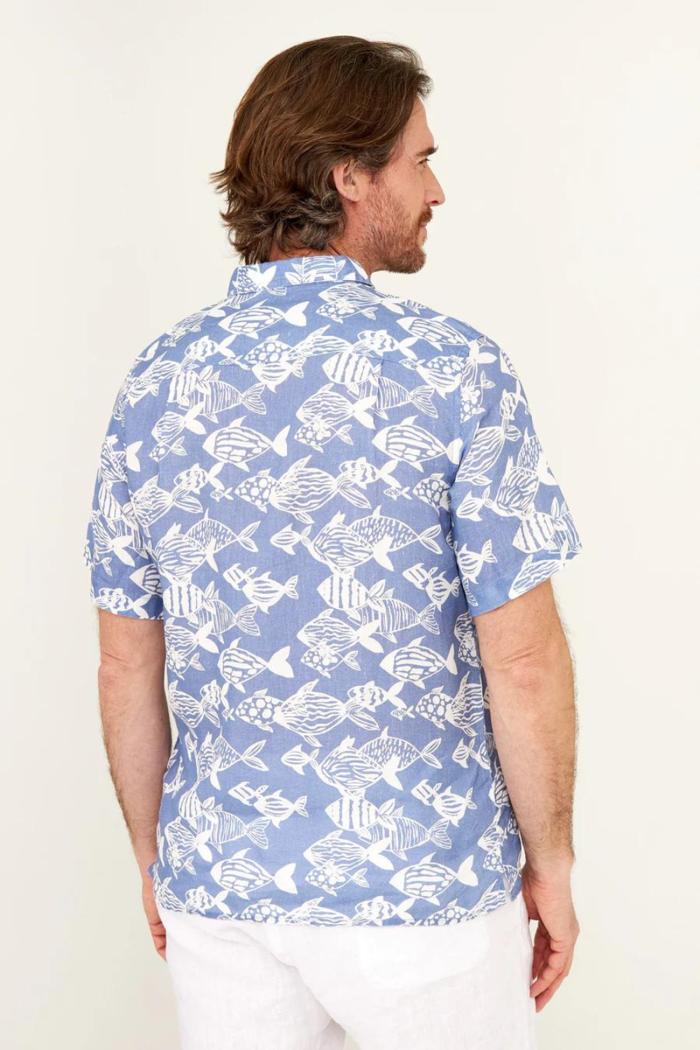 HIHO Short Sleeve Irie Linen Shirt - Topside Fish