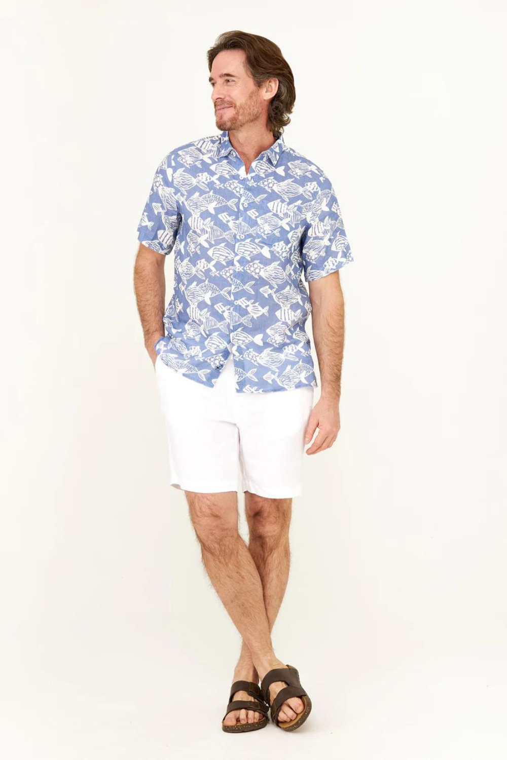 HIHO Short Sleeve Irie Linen Shirt - Topside Fish