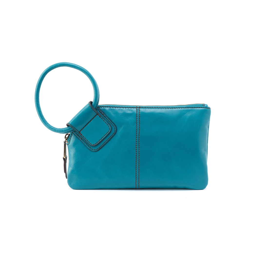 Hobo Sable Wristlet Polished Leather- Biscayne Blue