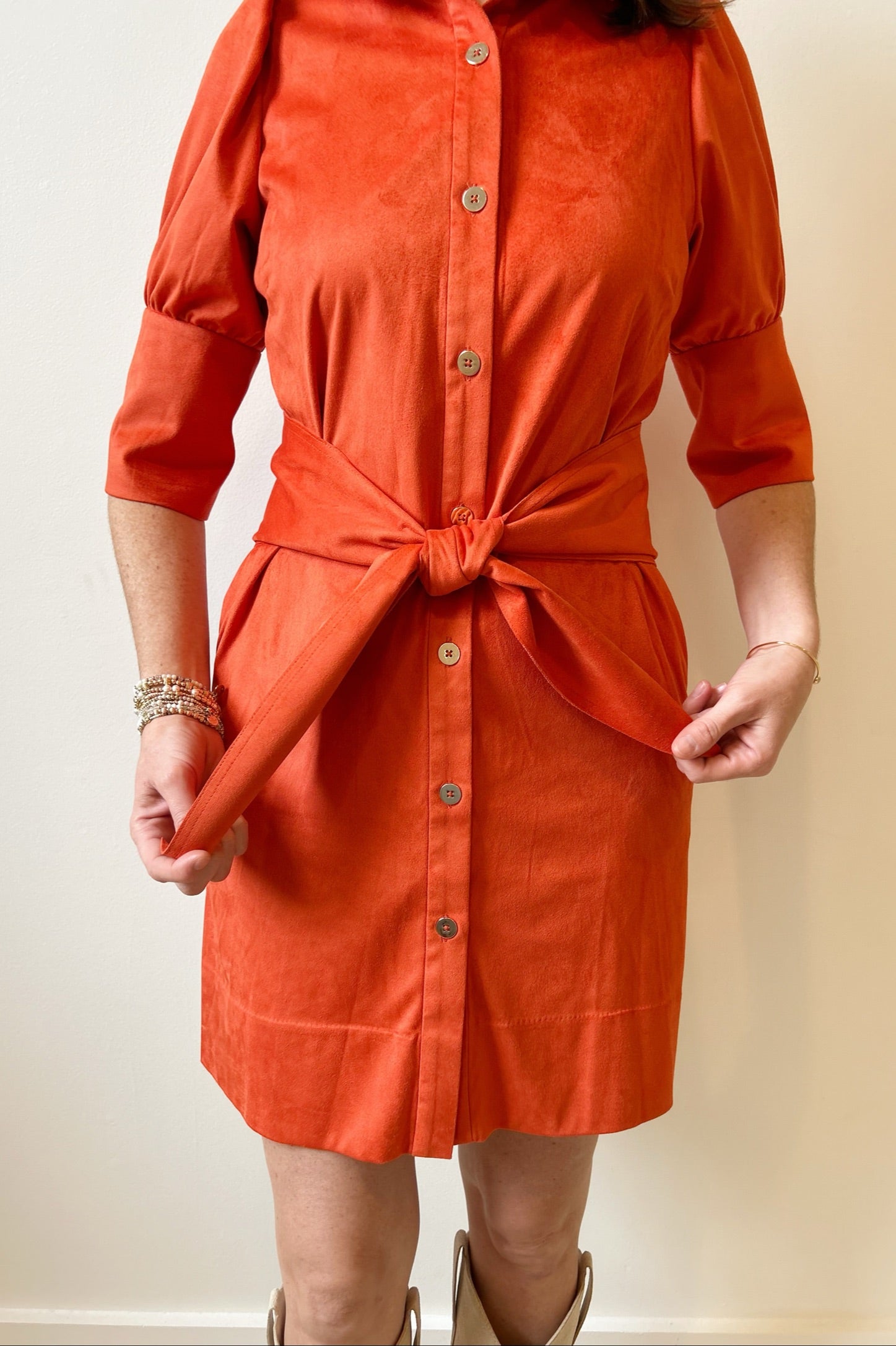 Gretchen Scott Ultra Suede Swagger Dress - Orange