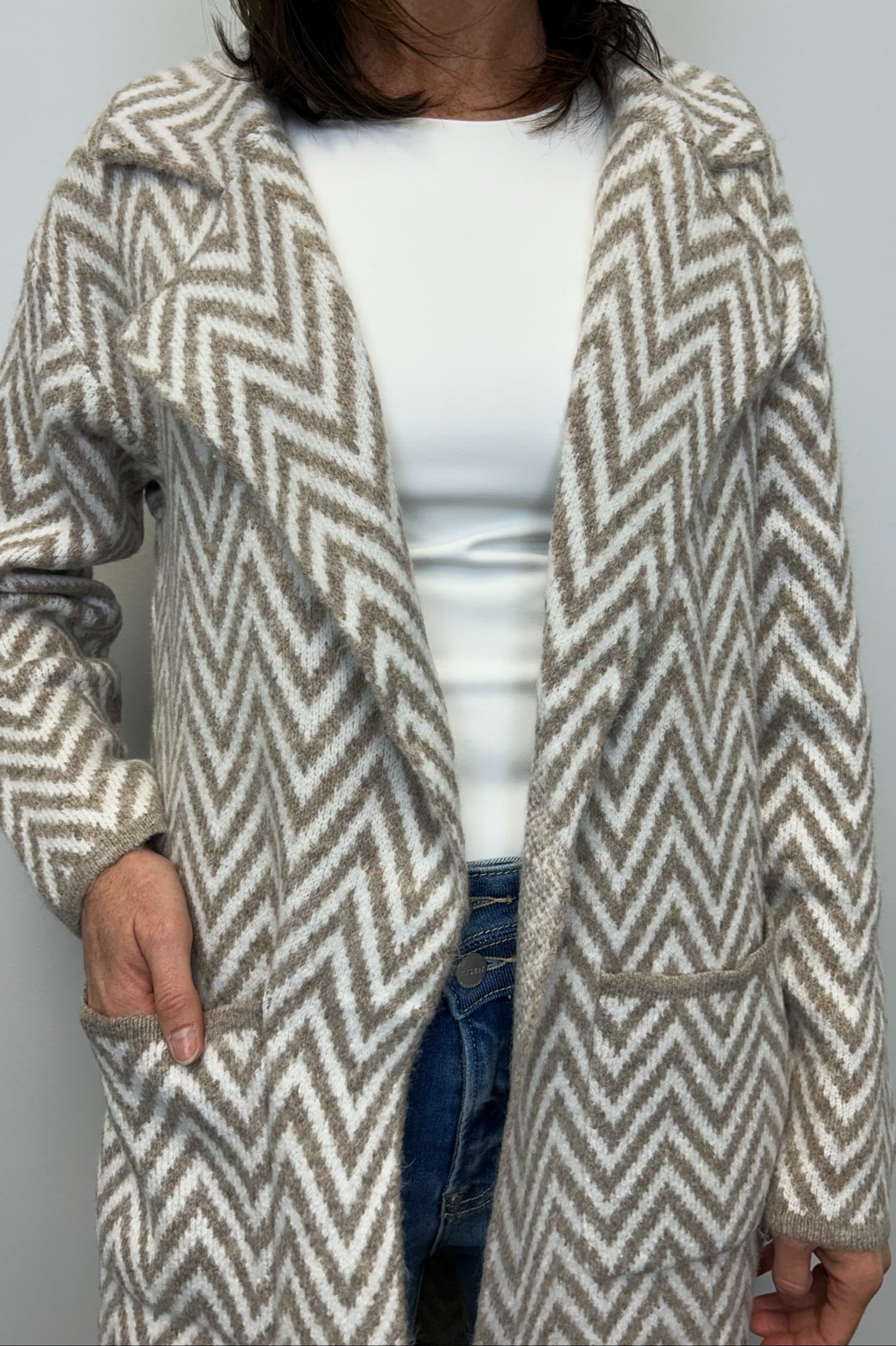 Classic Chevron Coatigan - Khaki