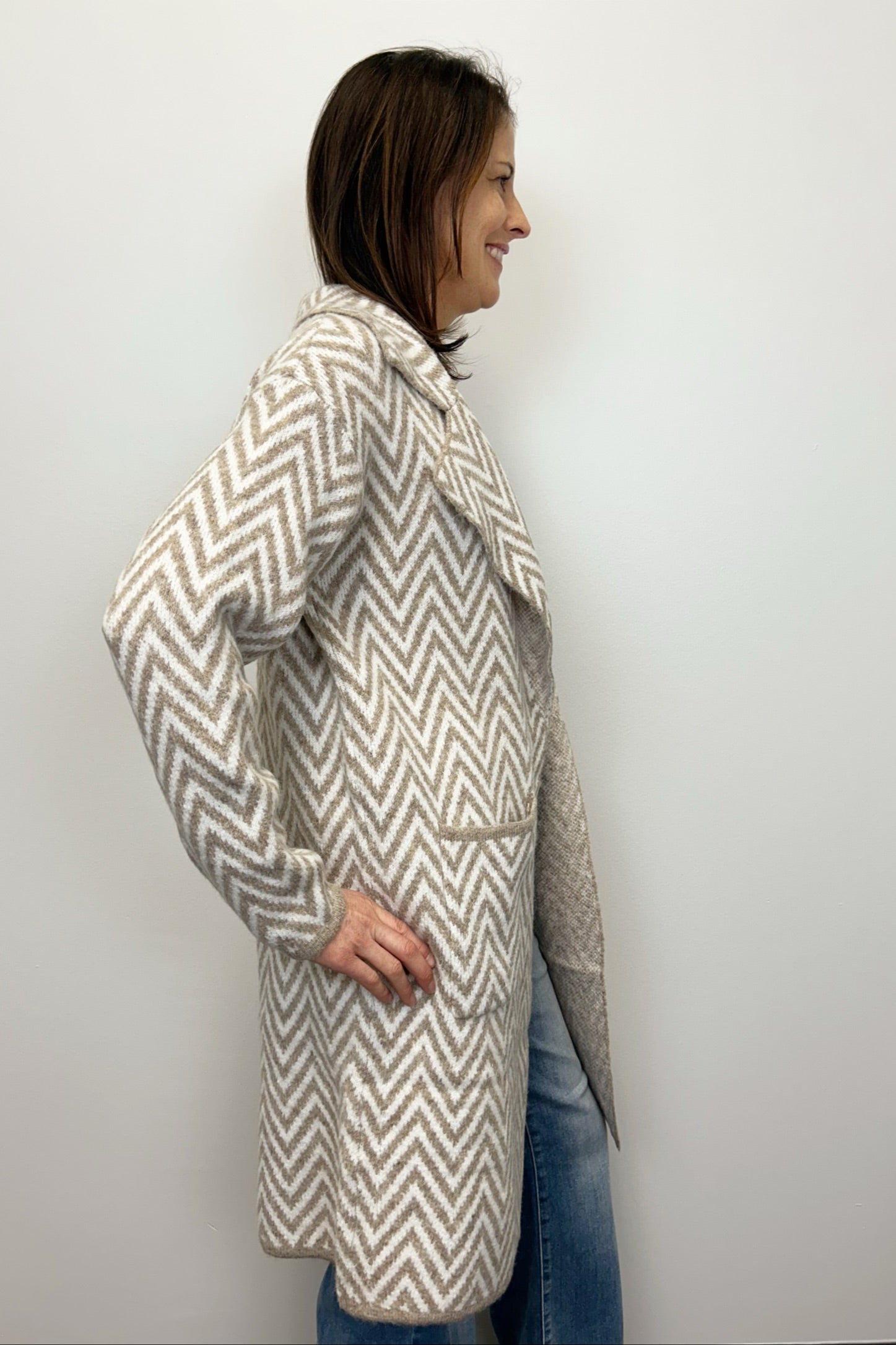 Classic Chevron Coatigan - Khaki