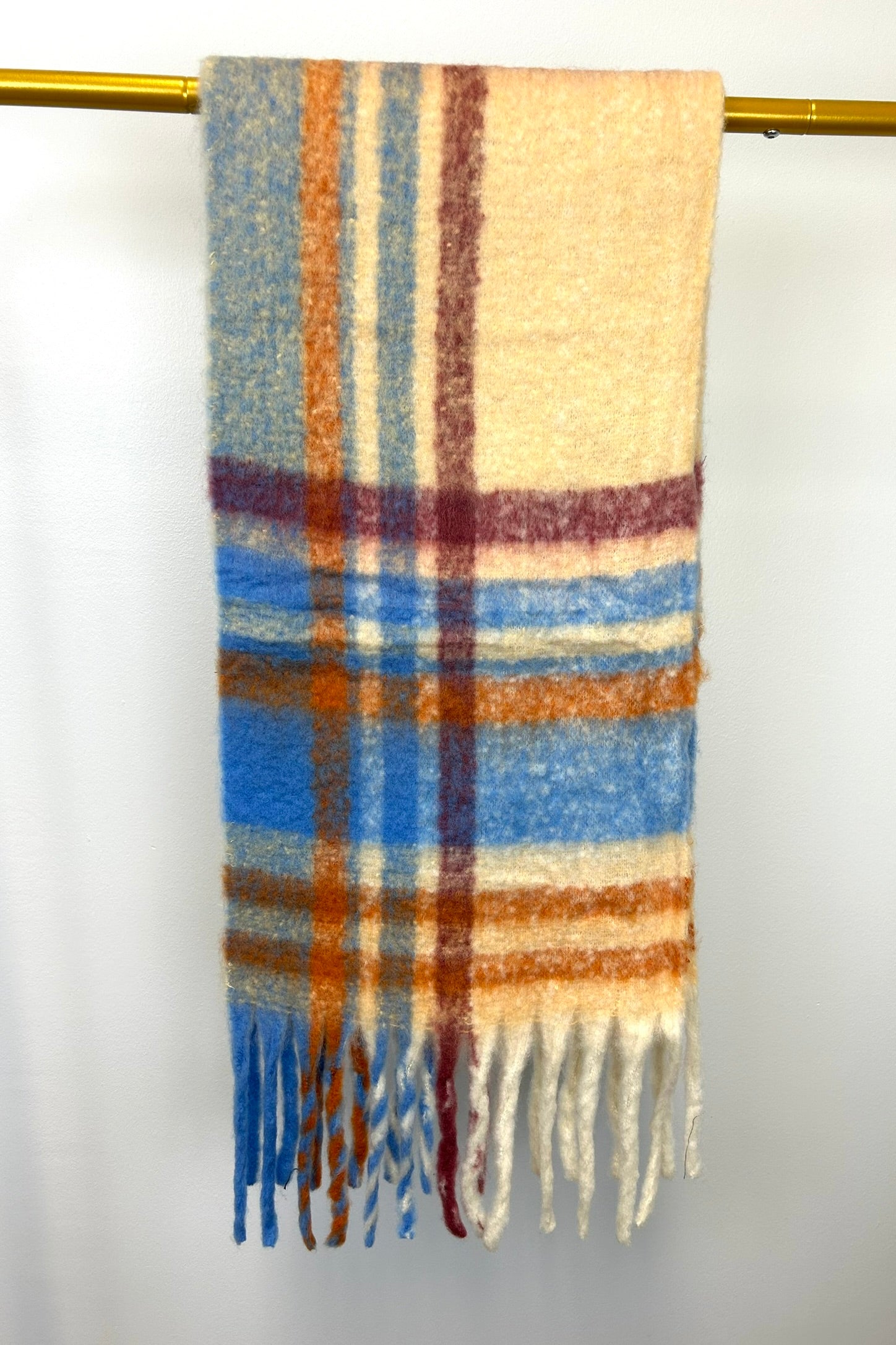 Fuzzy Madras Plaid Scarf