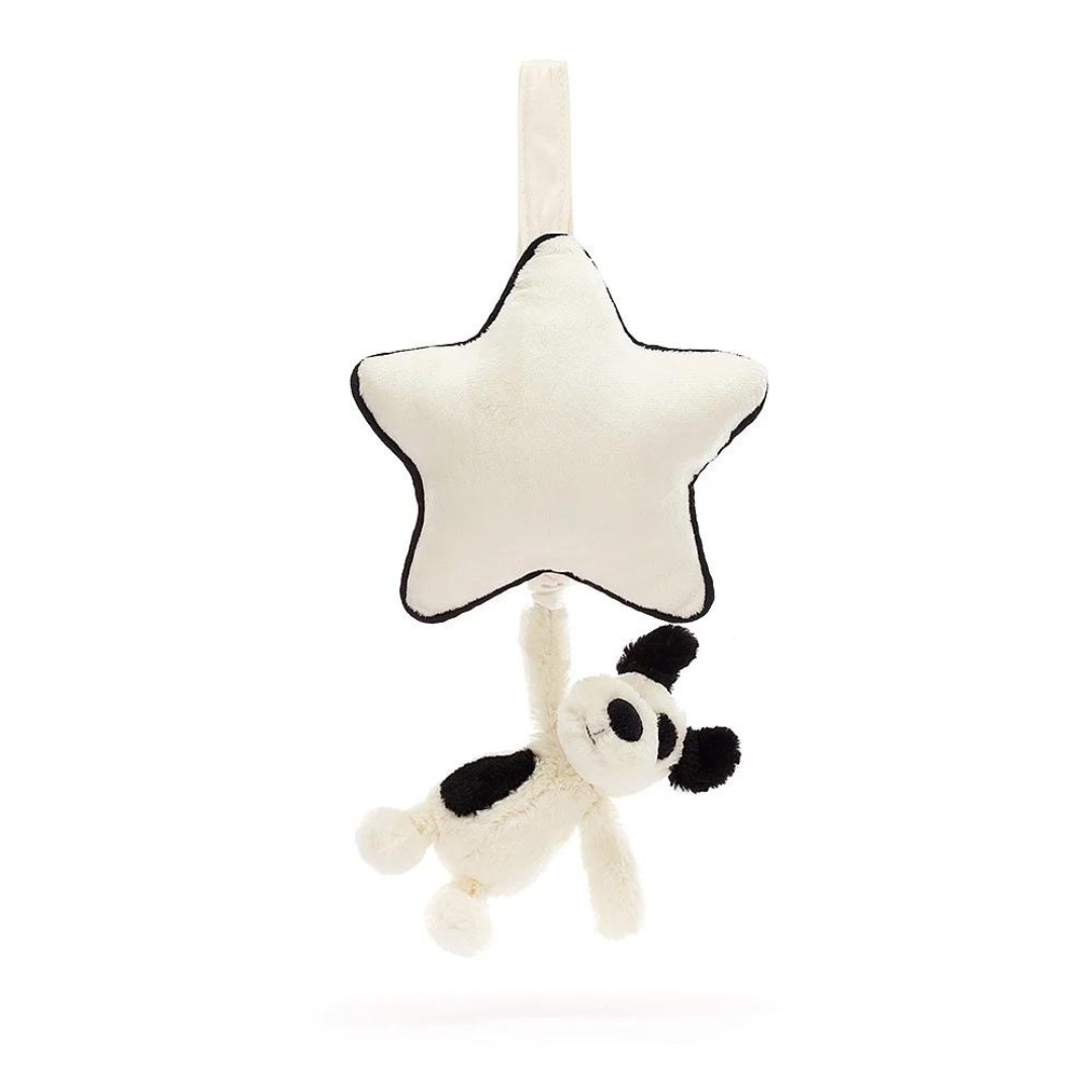 Jellycat Bashful Black & Cream Puppy Musical Pull