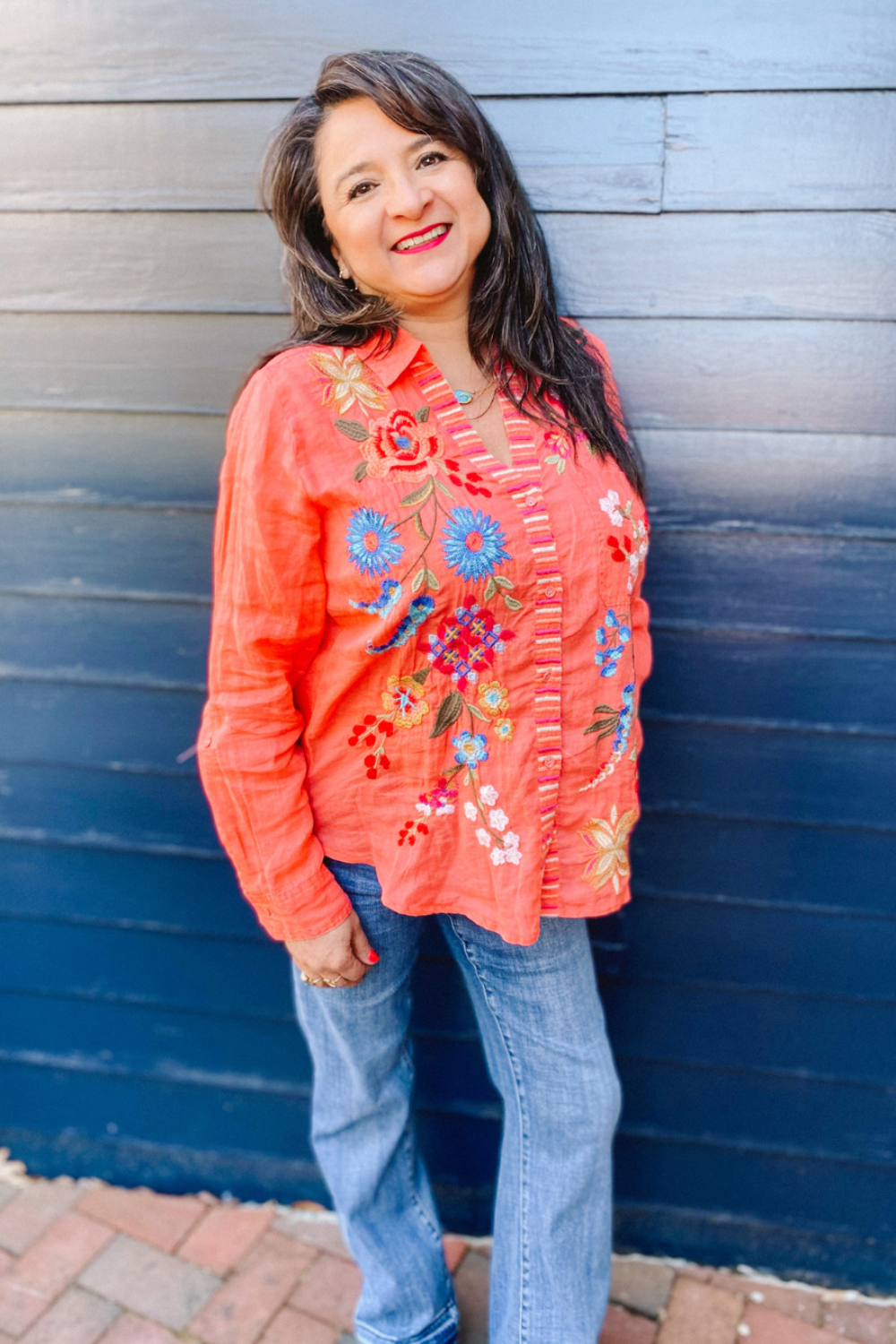 Johnny Was Dionne Relaxed Shirt - Living Coral - The Cottage