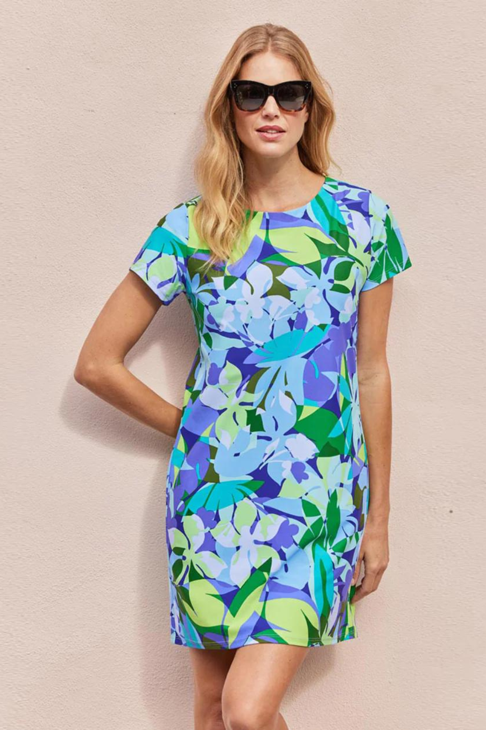 Jude Connally Ella T-Shirt Dress - Kaleidoscope Floral Iris