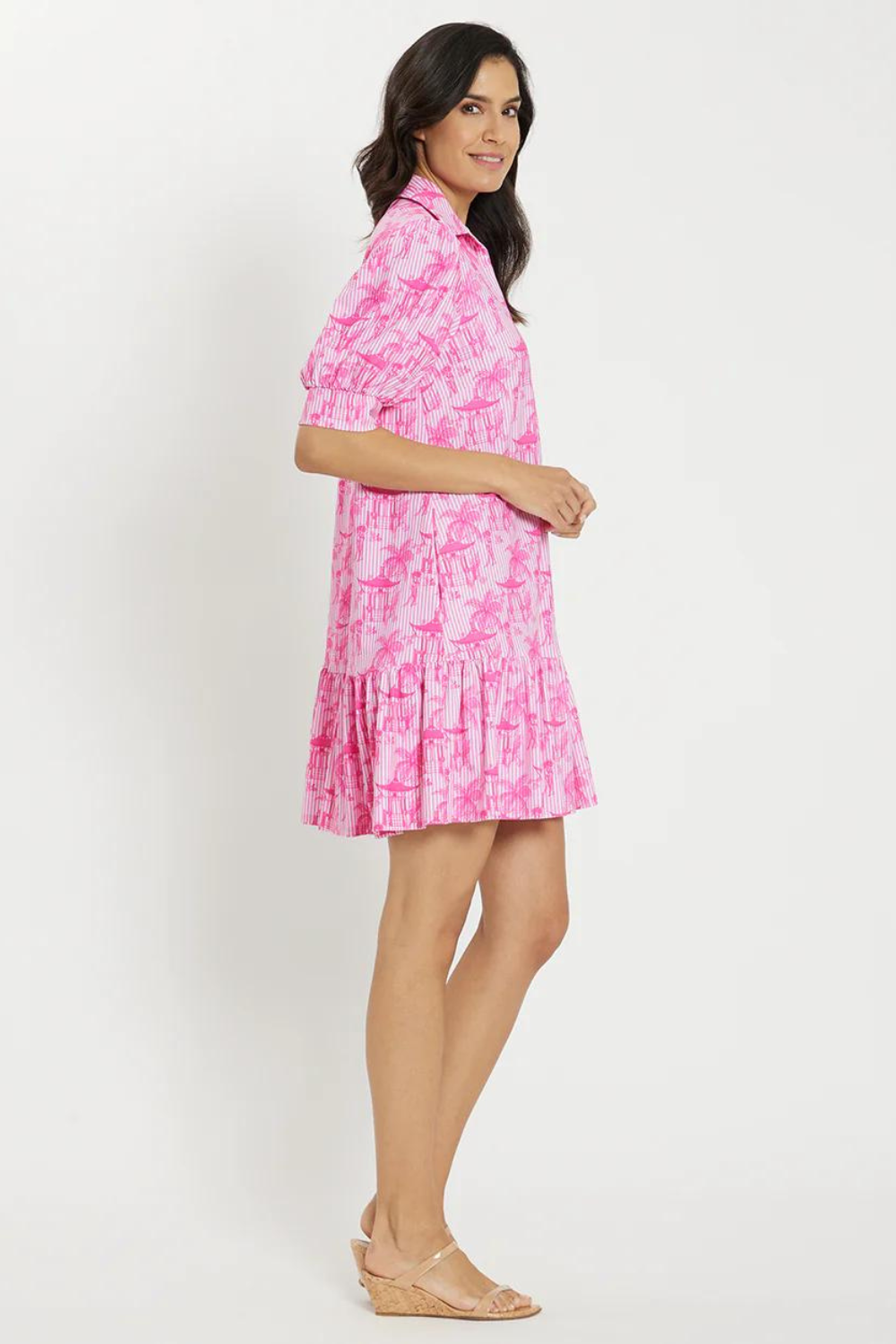 Jude Connally Tierney Mini Dress - Pagoda Pinstripe Peony - The Cottage