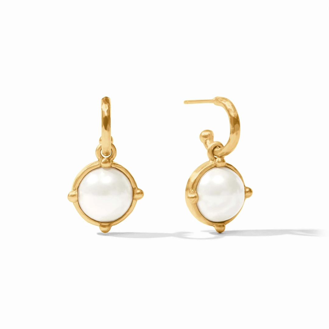 Julie Vos Honeybee Hoop & Charm Earrings - Pearl