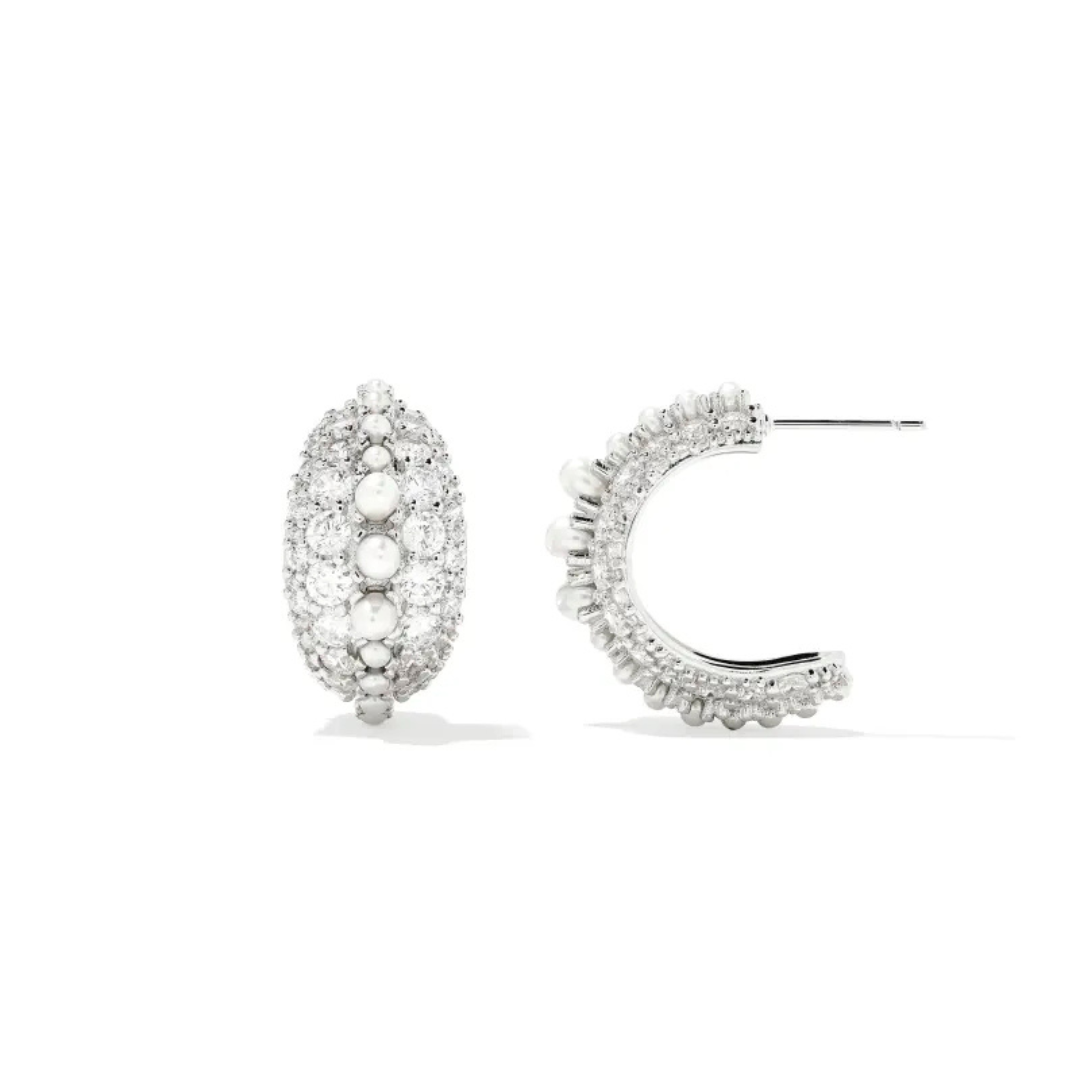 Kendra Scott Krista Hoop Earrings - Silver - White Mix