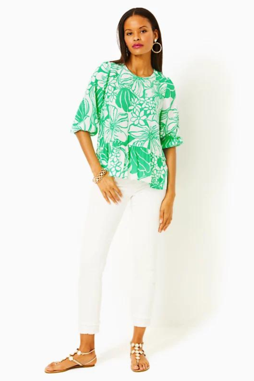 Lilly Pulitzer Aranea 3/4 Sleeve Top - Oversized Kiss My Tulips