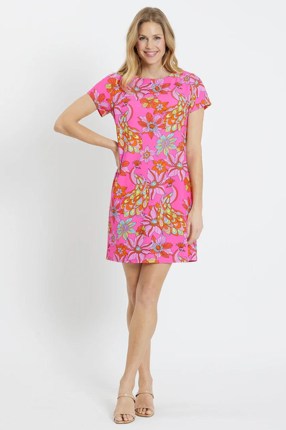 Jude Connally Ella T-Shirt Dress - Twirling Peacock Pink