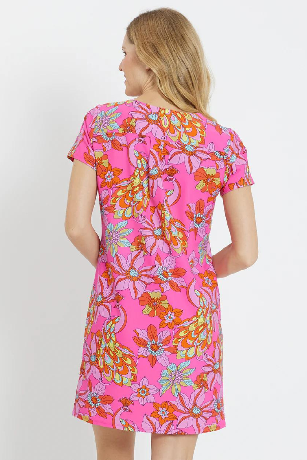 Jude Connally Ella T-Shirt Dress - Twirling Peacock Pink