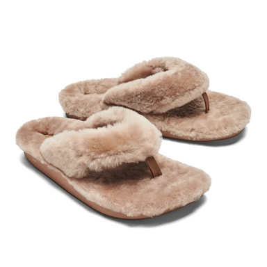 Olukai Kipe'a Heu Fuzzy Slippers - Tan - The Cottage