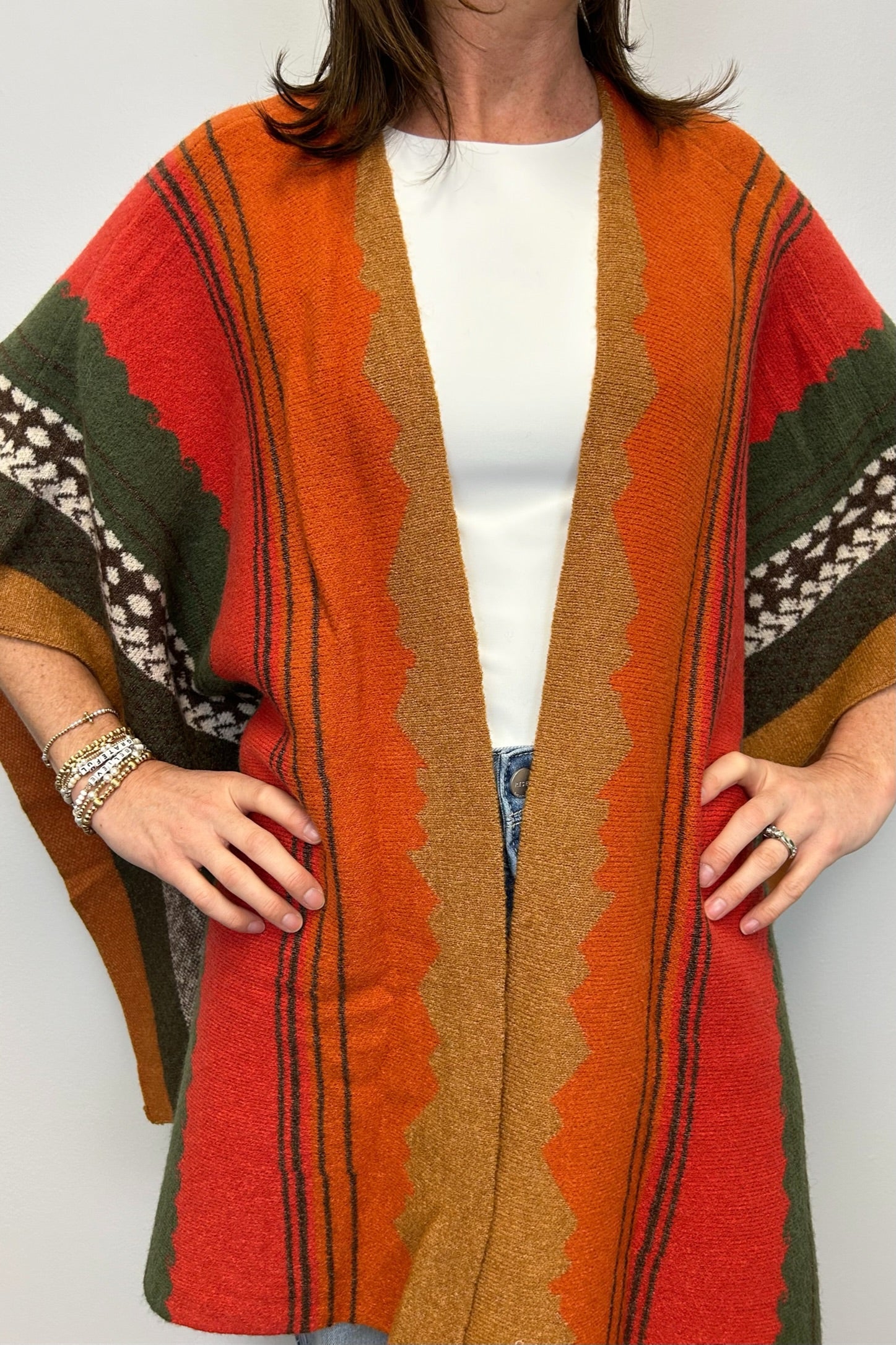 Pueblo Ruana Wrap - Rust Green