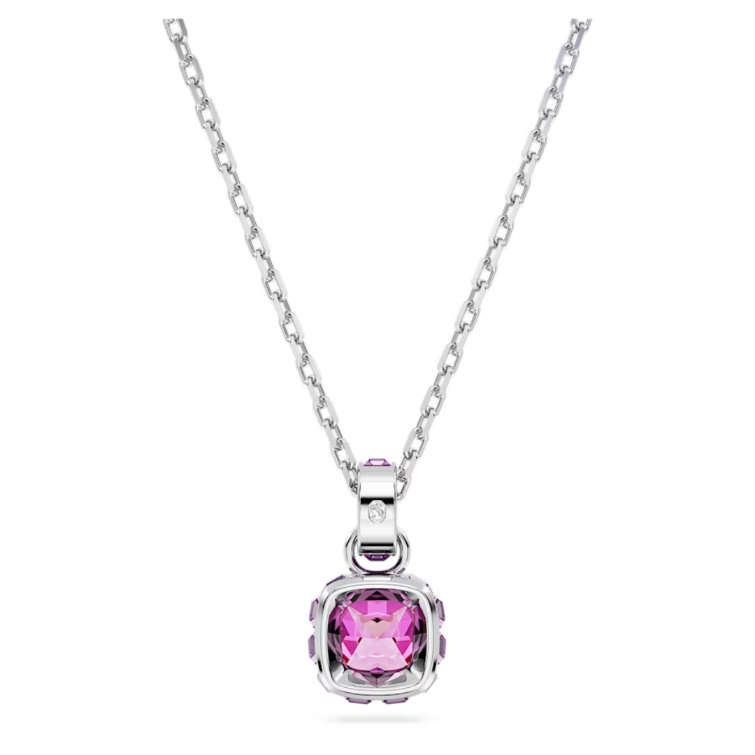 Swarovski Birthstone Square Pendant - Silver