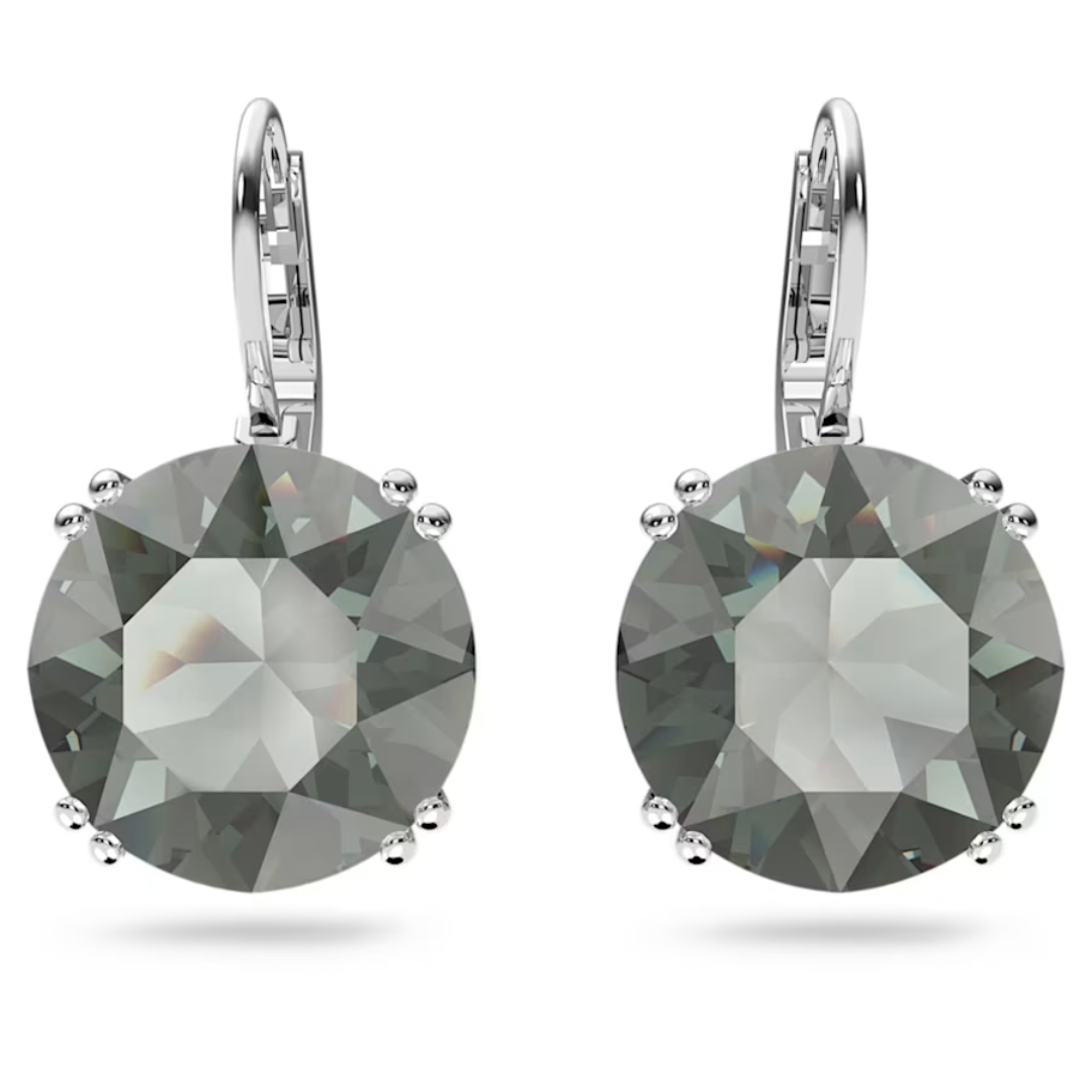 Swarovski Millenia Round Drop Earrings: Black/Silver