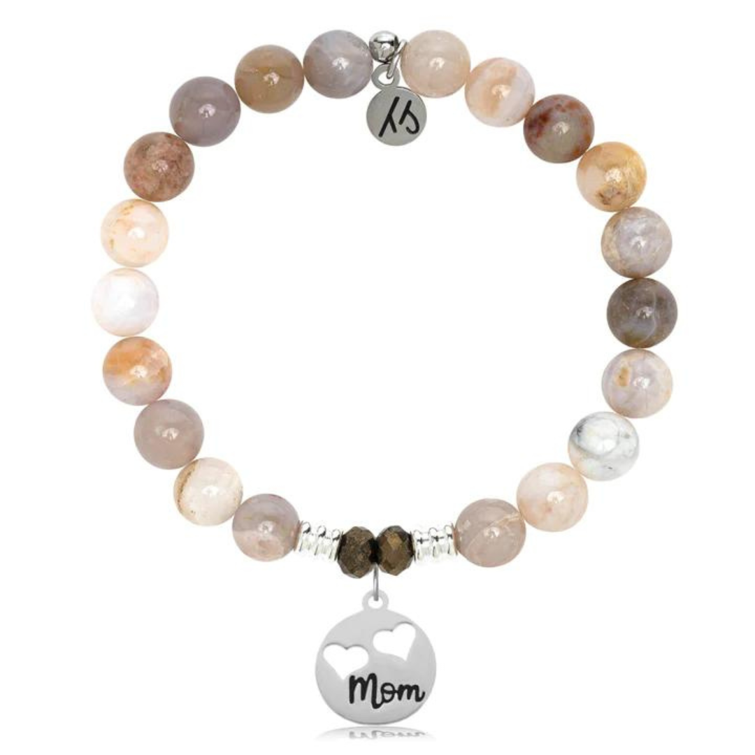 T. Jazelle Mom Hearts Charm Bracelet - Australian Agate