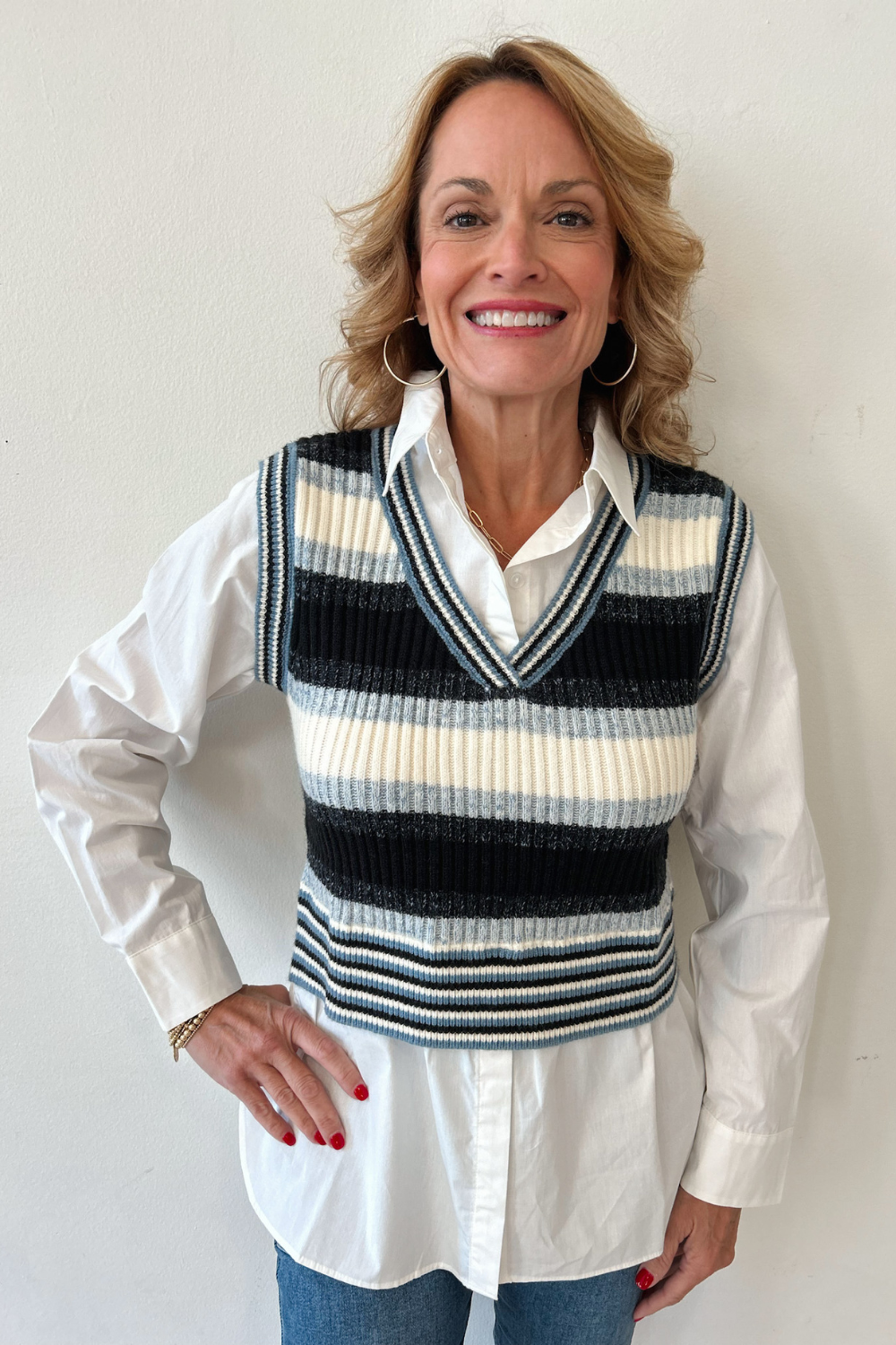 Elan Kaia Striped Sweater Vest