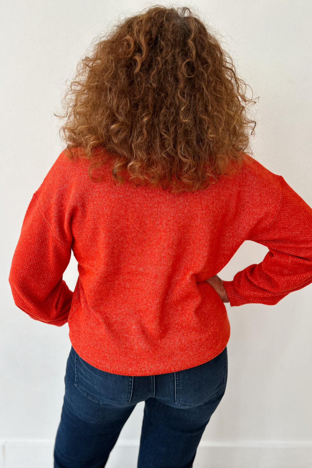 Tribal Crew Neck Sweater w/ Embroidery - Crimson