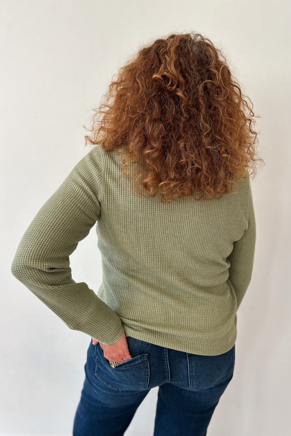 Tribal Henley Top w/ Buttons - Heathered Clover Leaf