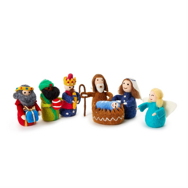 Two's Company 7 pc Hand-Crafted Felt Nativity Set - The Cottage