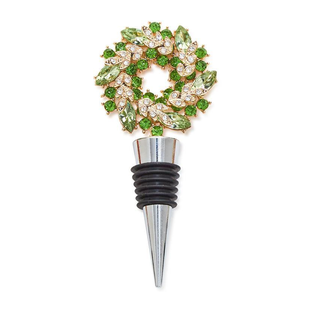 Two's Company Holiday Wreath Bejeweled Bottle Stopper - The Cottage