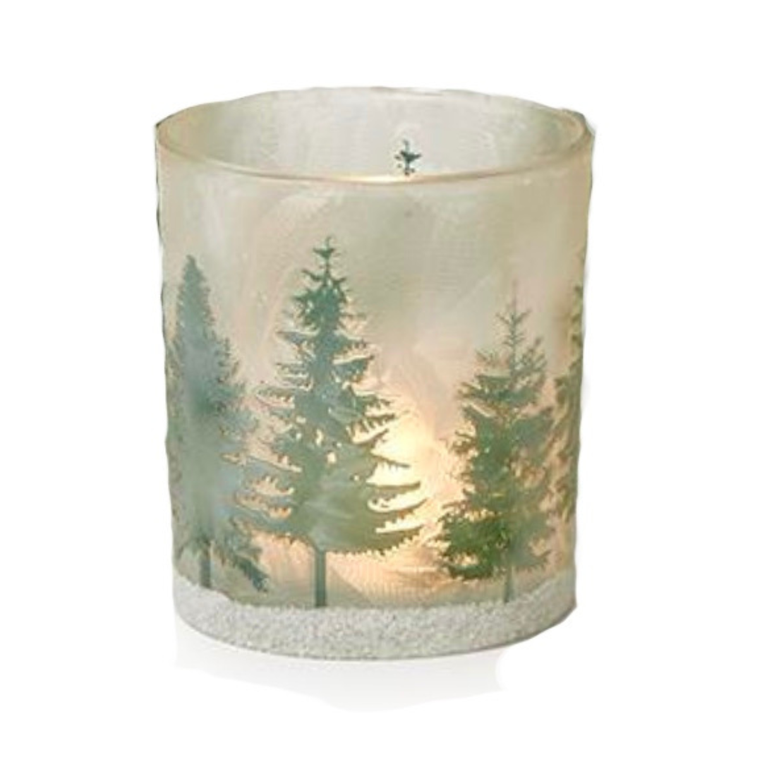 Two's Company Winter Forest Frosted Candleholders - The Cottage