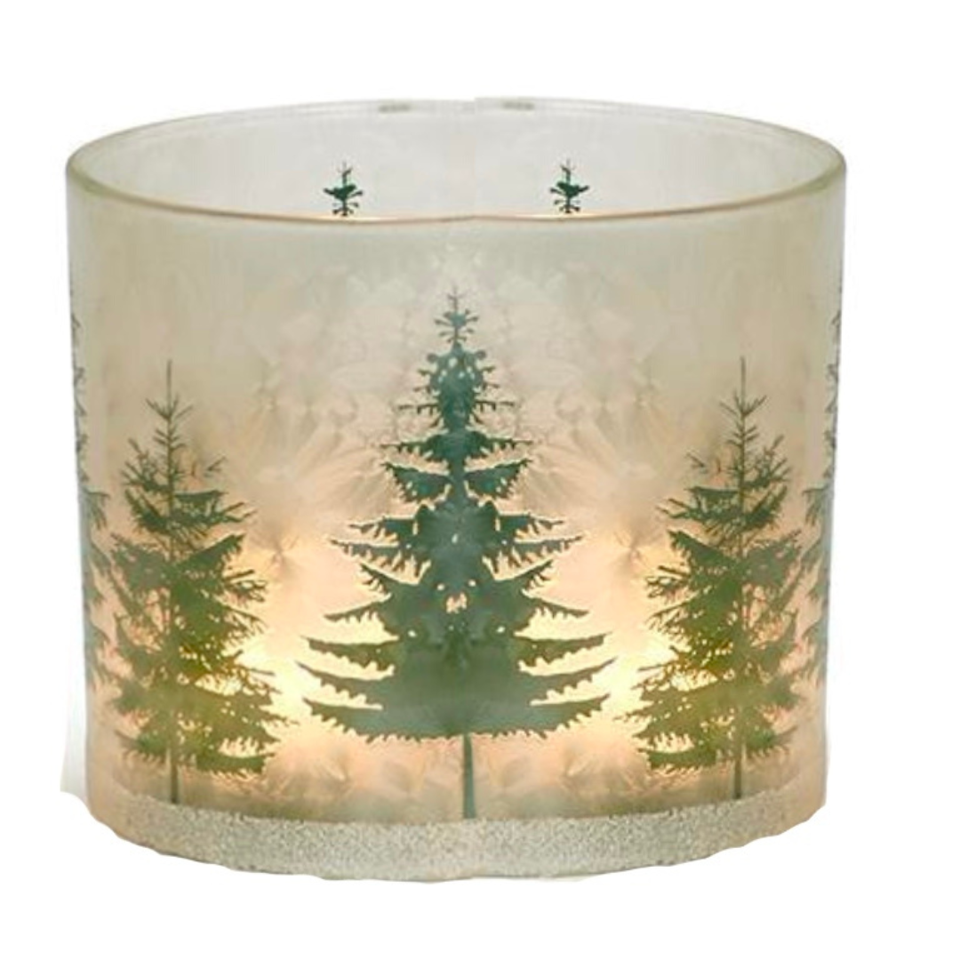 Two's Company Winter Forest Frosted Candleholders - The Cottage