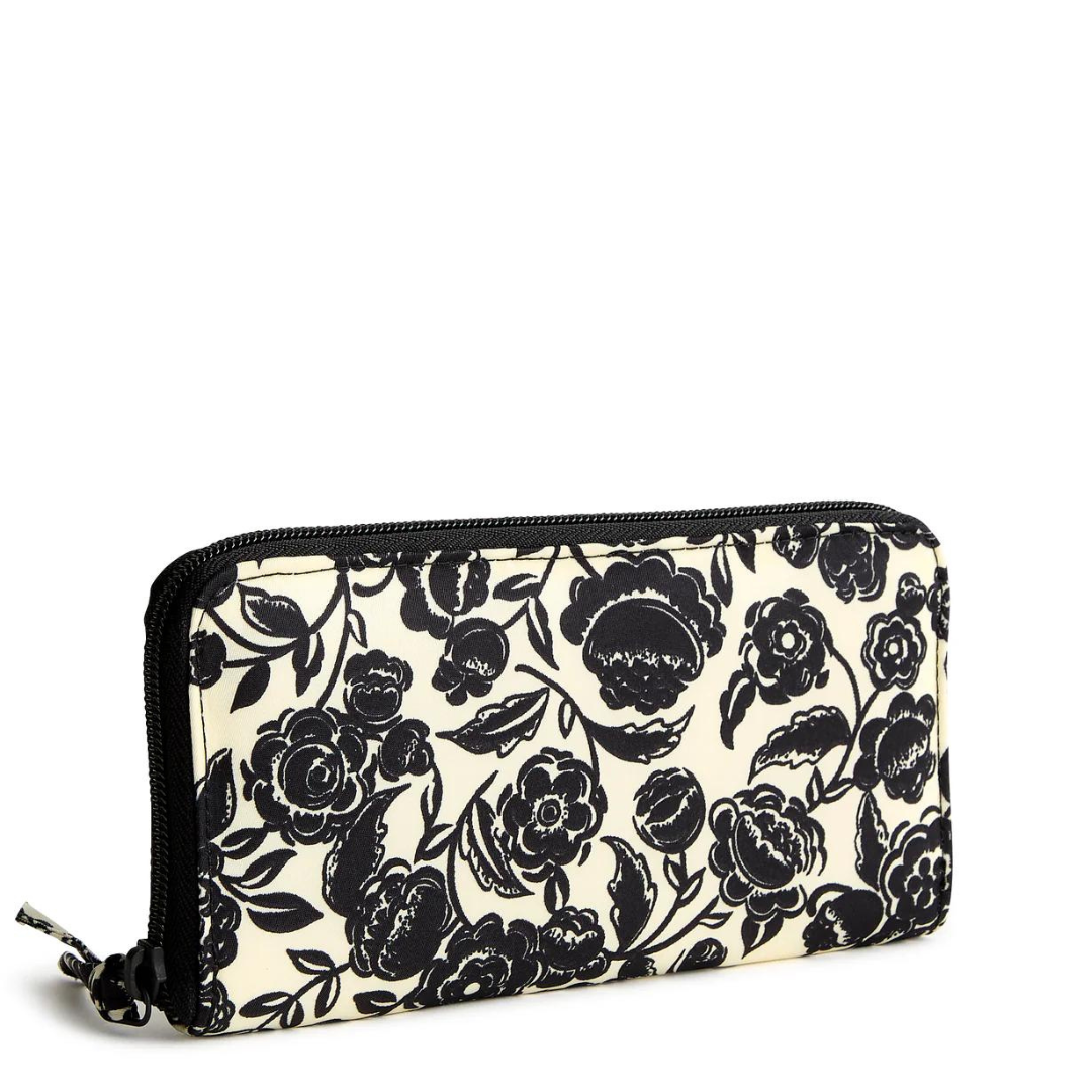 Vera Bradley Continental Wallet- Bubbly Flowers Black