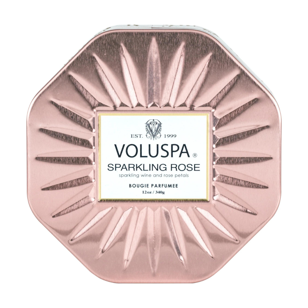 Voluspa 3-Wick Octagon Tin Candle - Sparkling Rose