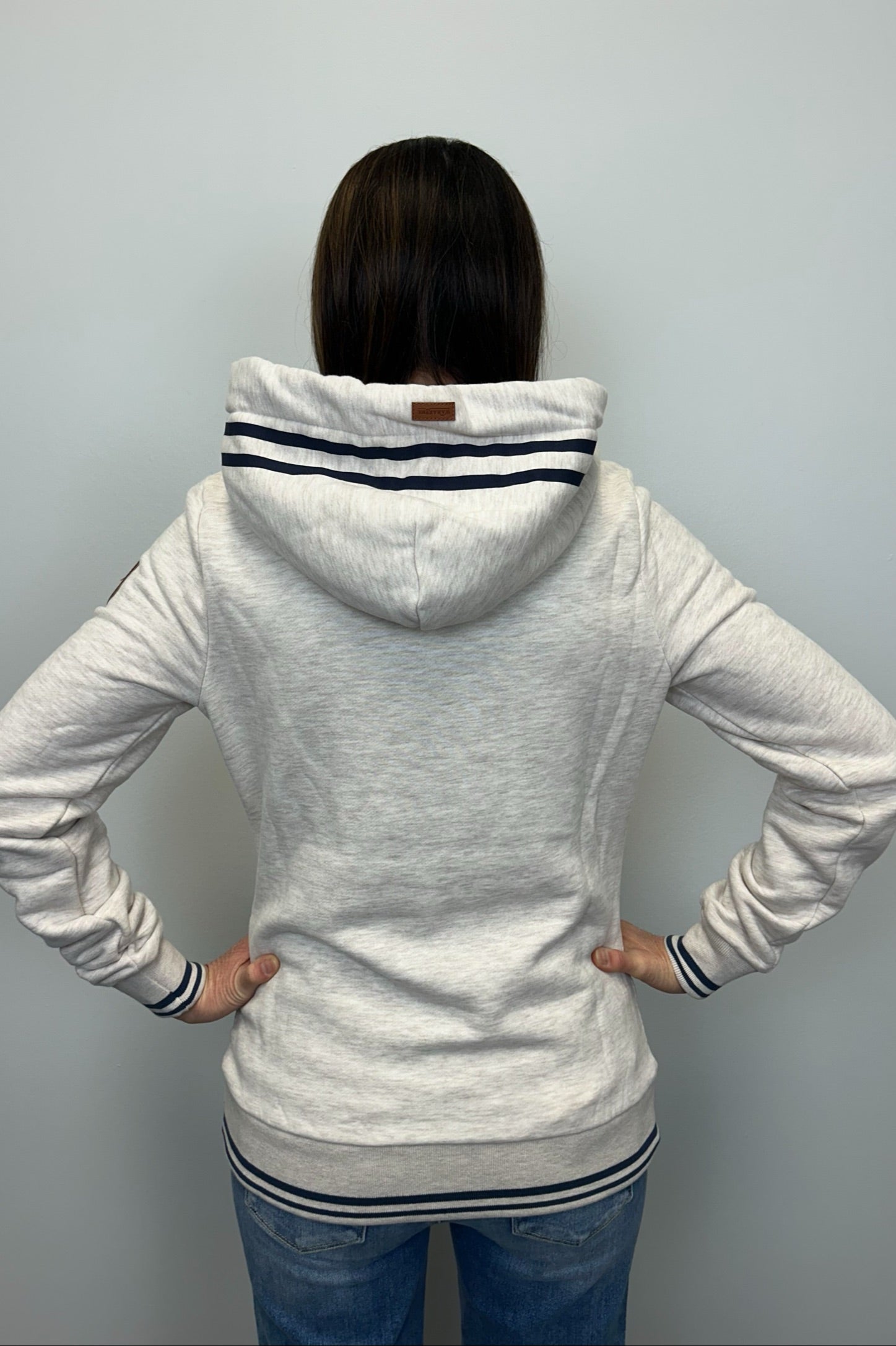 Wanakome Mikki Stripe Trim Hoodie - Heather Oatmeal