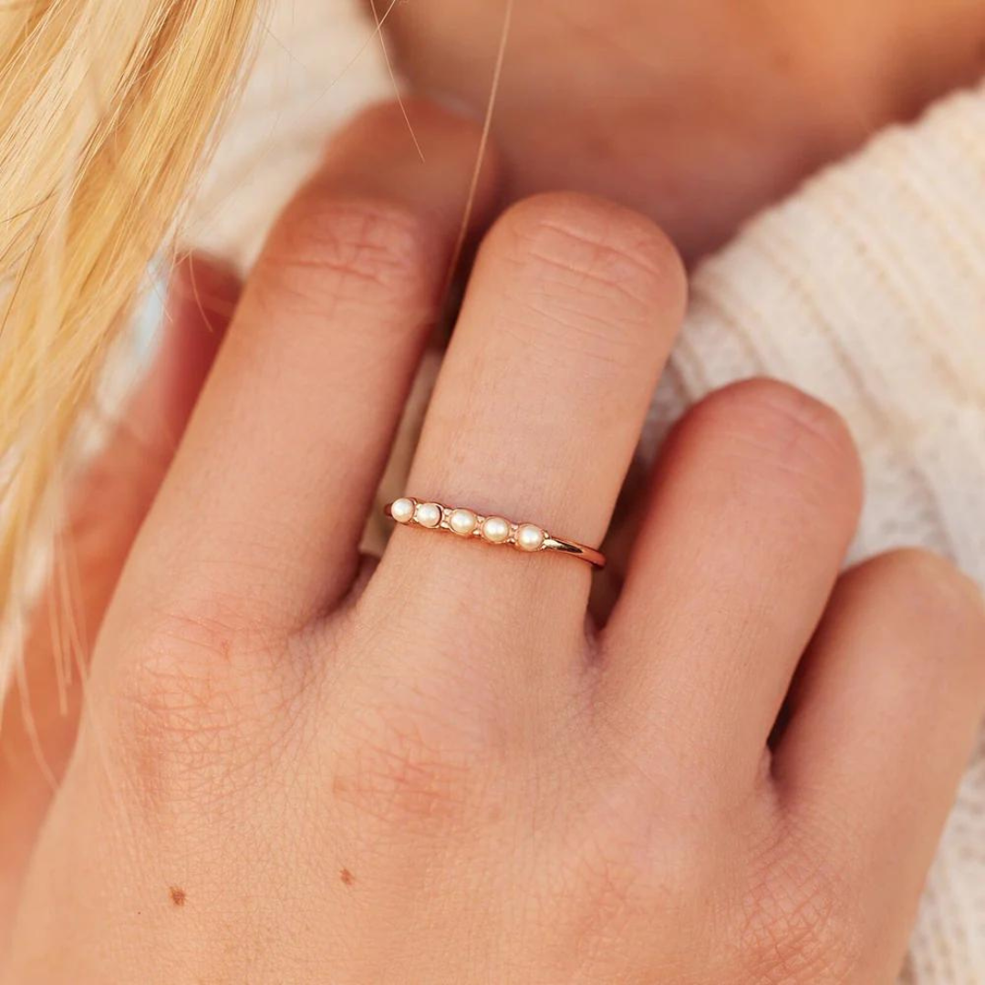 Pura Vida Mini Pearl Pave Ring - Rose Gold - The Cottage