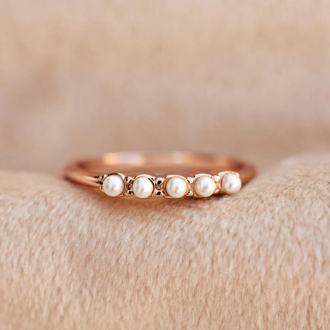 Pura Vida Mini Pearl Pave Ring - Rose Gold - The Cottage