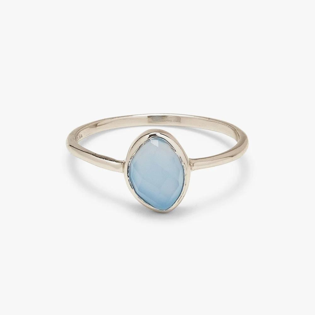 Pura Vida Organic Stone Ring - Blue Chalcedony - The Cottage