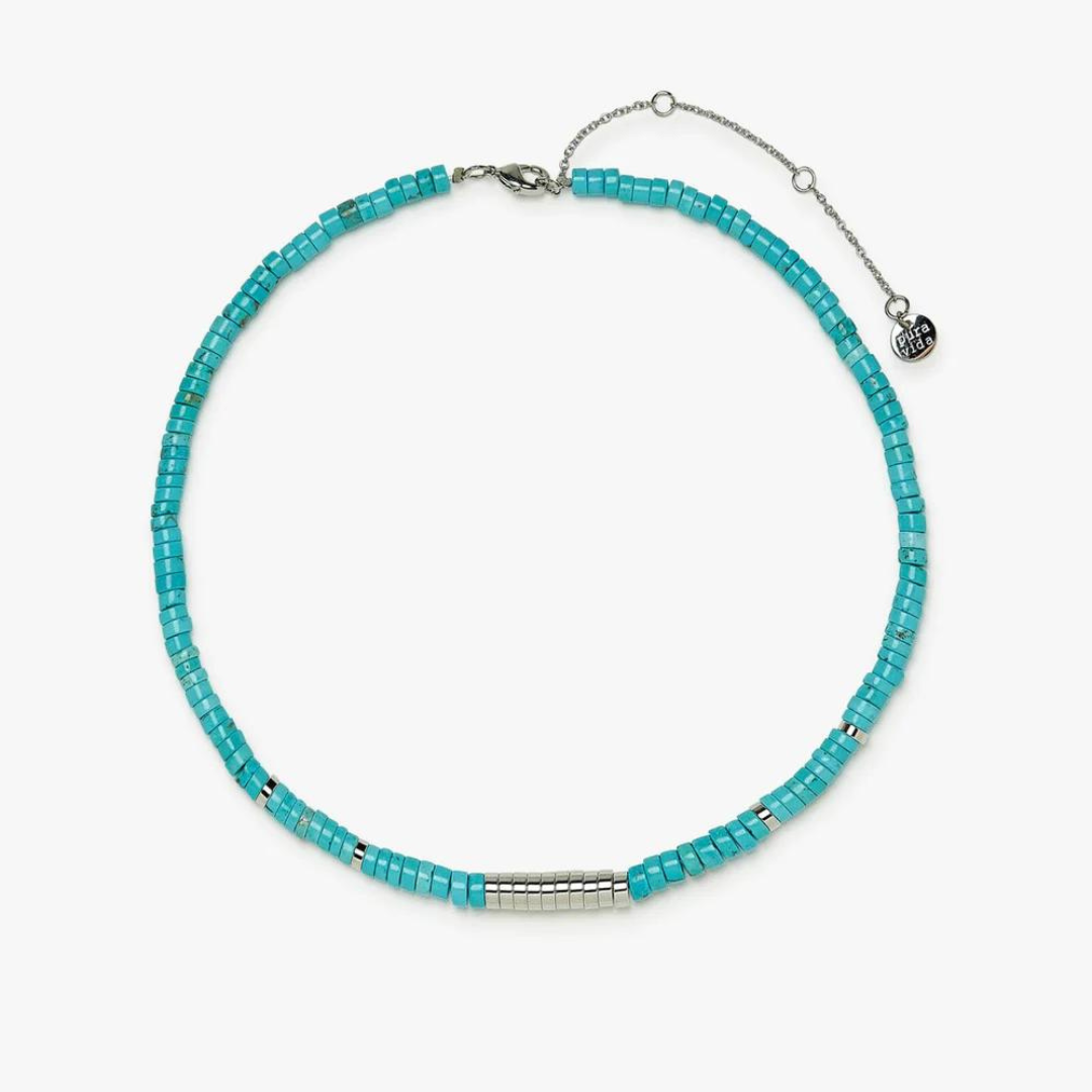 Pura Vida Turquoise Bead Choker - Silver - The Cottage