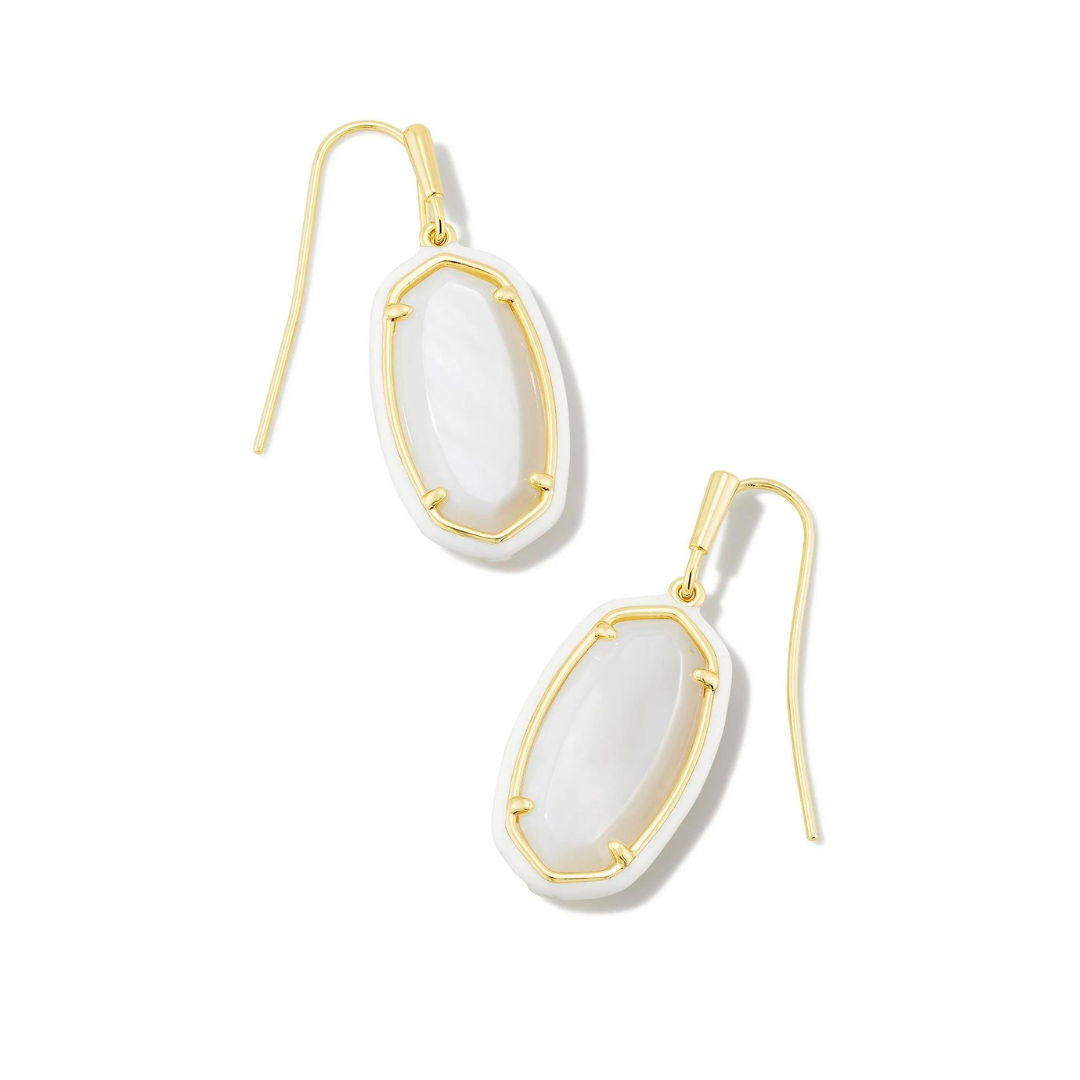 Kendra Scott Dani Enamel Frame Drop Earrings - Gold - The Cottage