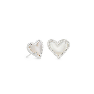 Kendra Scott Ari Heart Stud Earrings - Rhodium - The Cottage