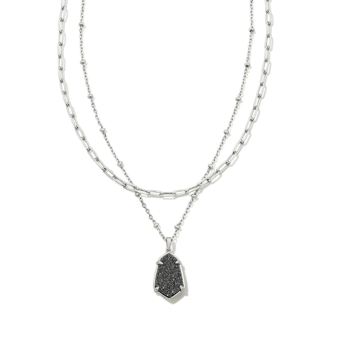 Kendra Scott Alexandria Druzy Multi Strand Necklace - Rhodium - The Cottage