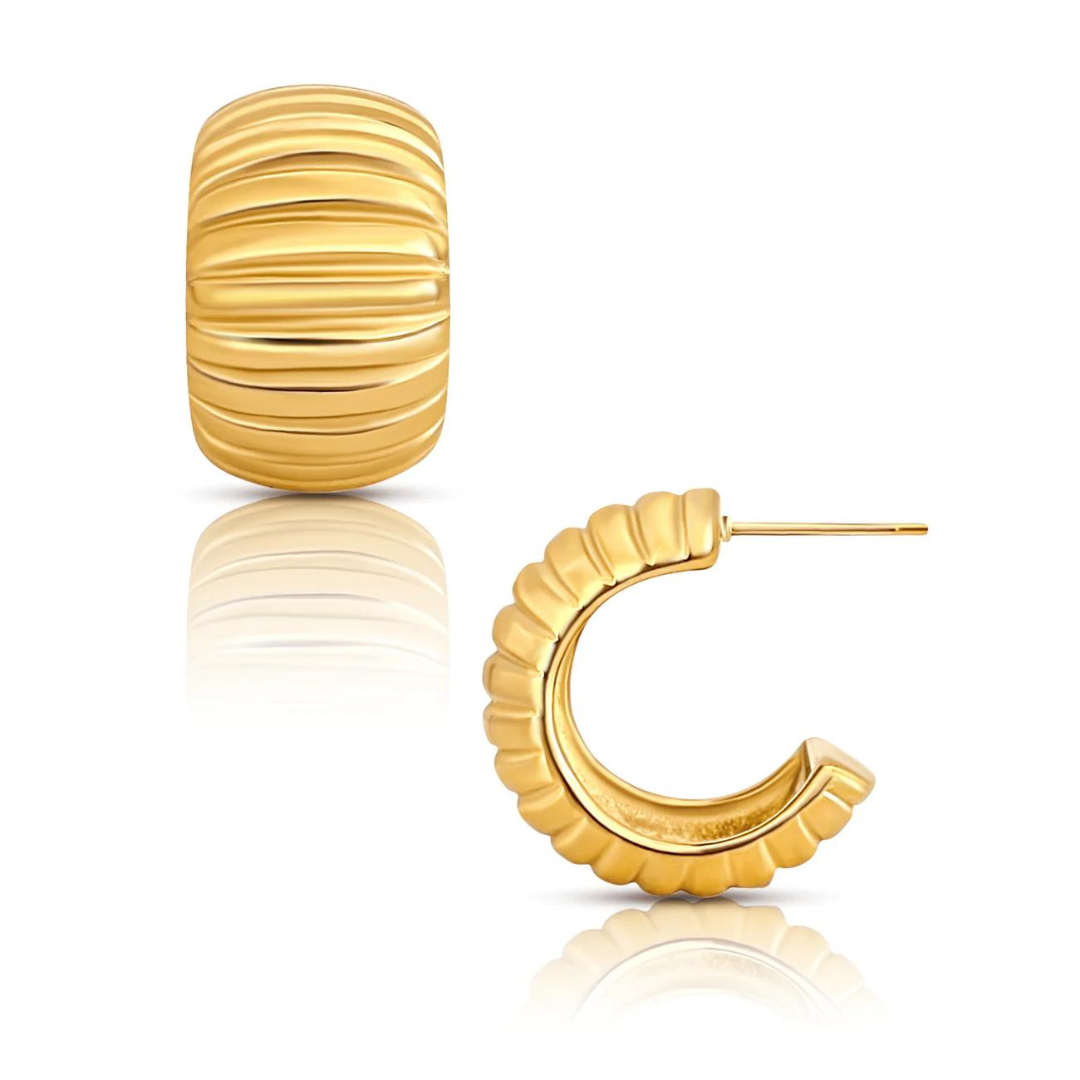 Ellie Vail Peyton Chunky Hoop Earrings - Gold - The Cottage