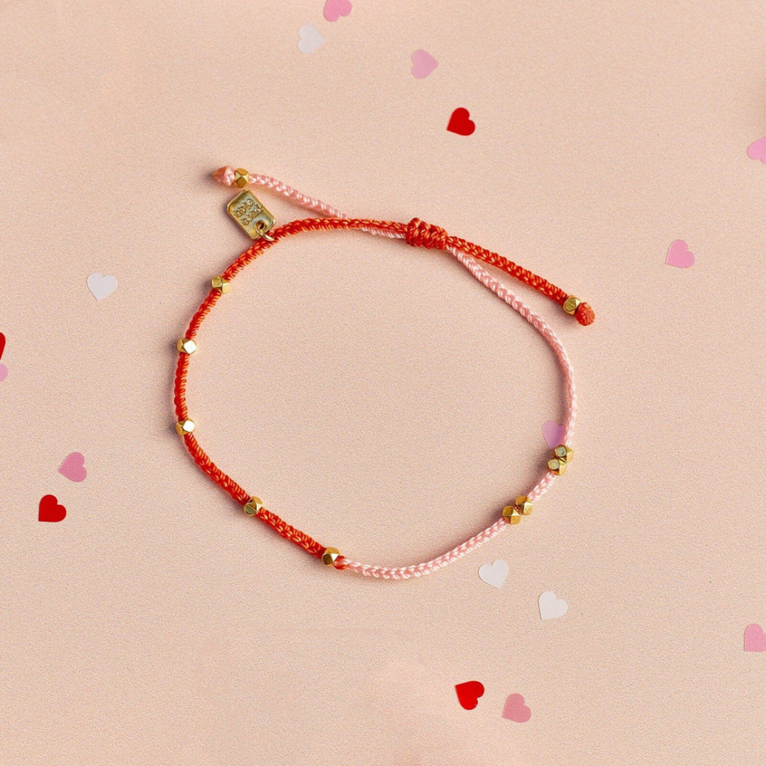 Pura Vida Pink & Red Two-Tone Dainty Bracelet - Gold