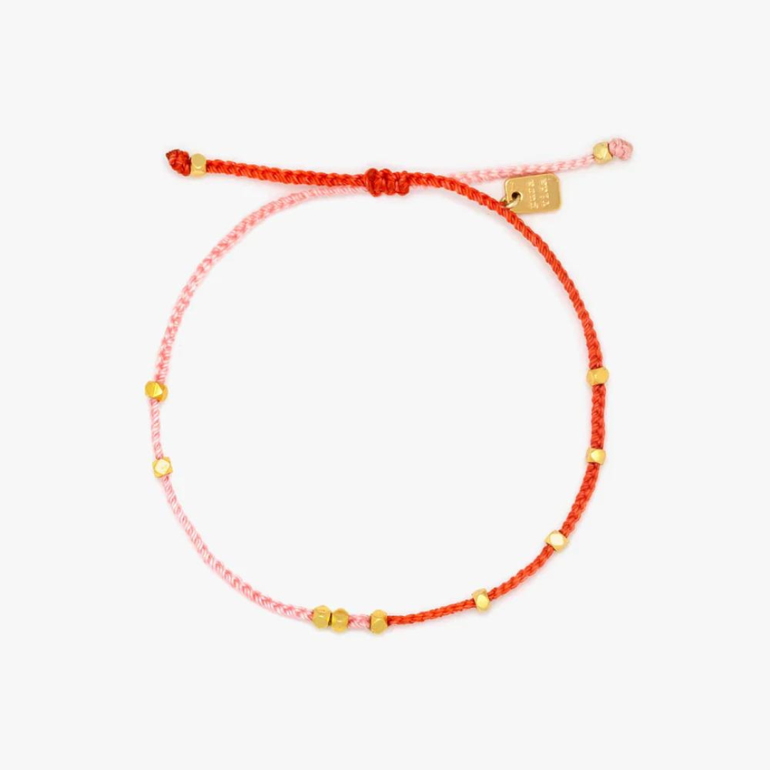 Pura Vida Pink & Red Two-Tone Dainty Bracelet - Gold