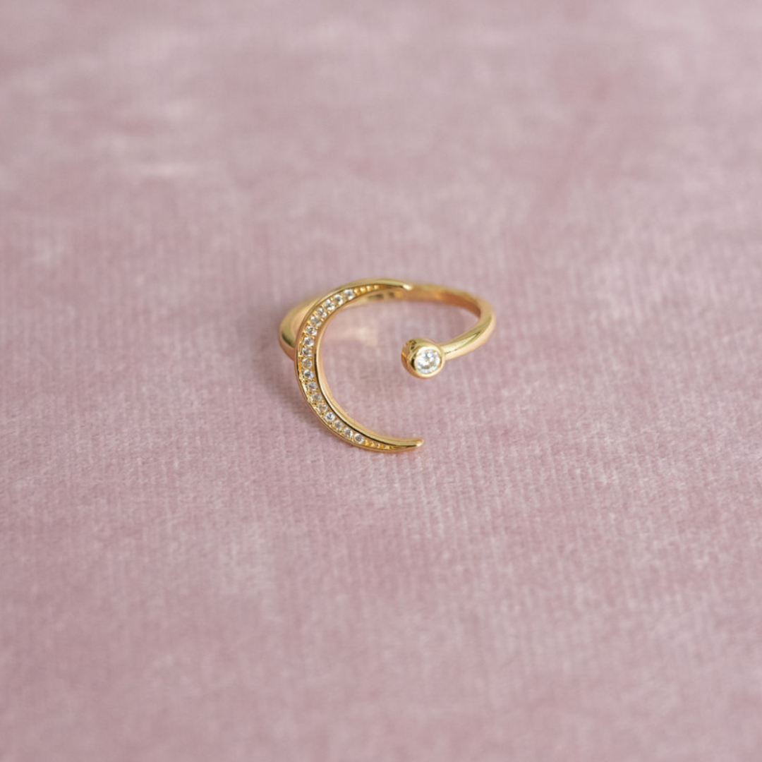 Grit & Grace Adjustable Coastal Charm Ring - Lunar Phase