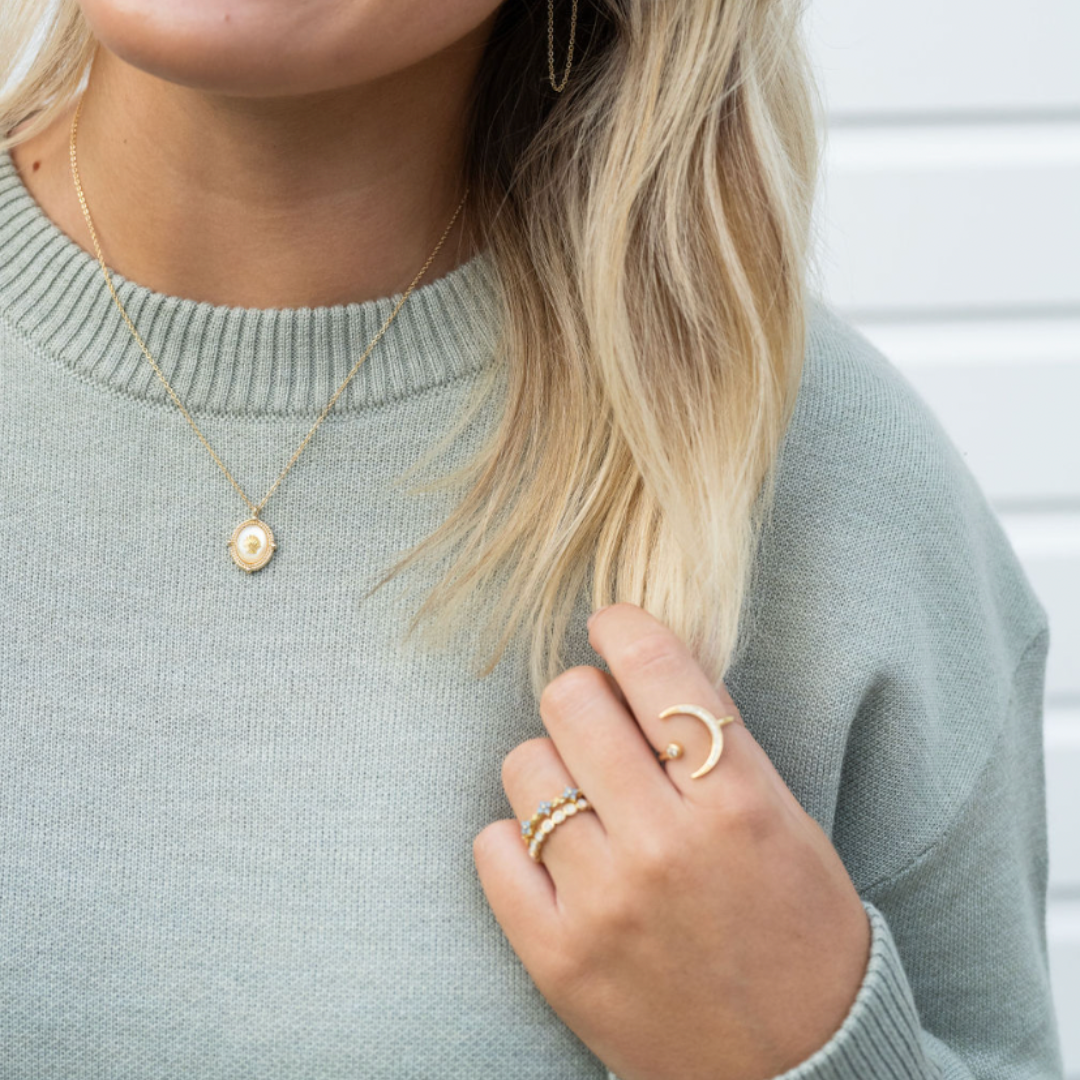 Grit & Grace Adjustable Coastal Charm Ring - Lunar Phase