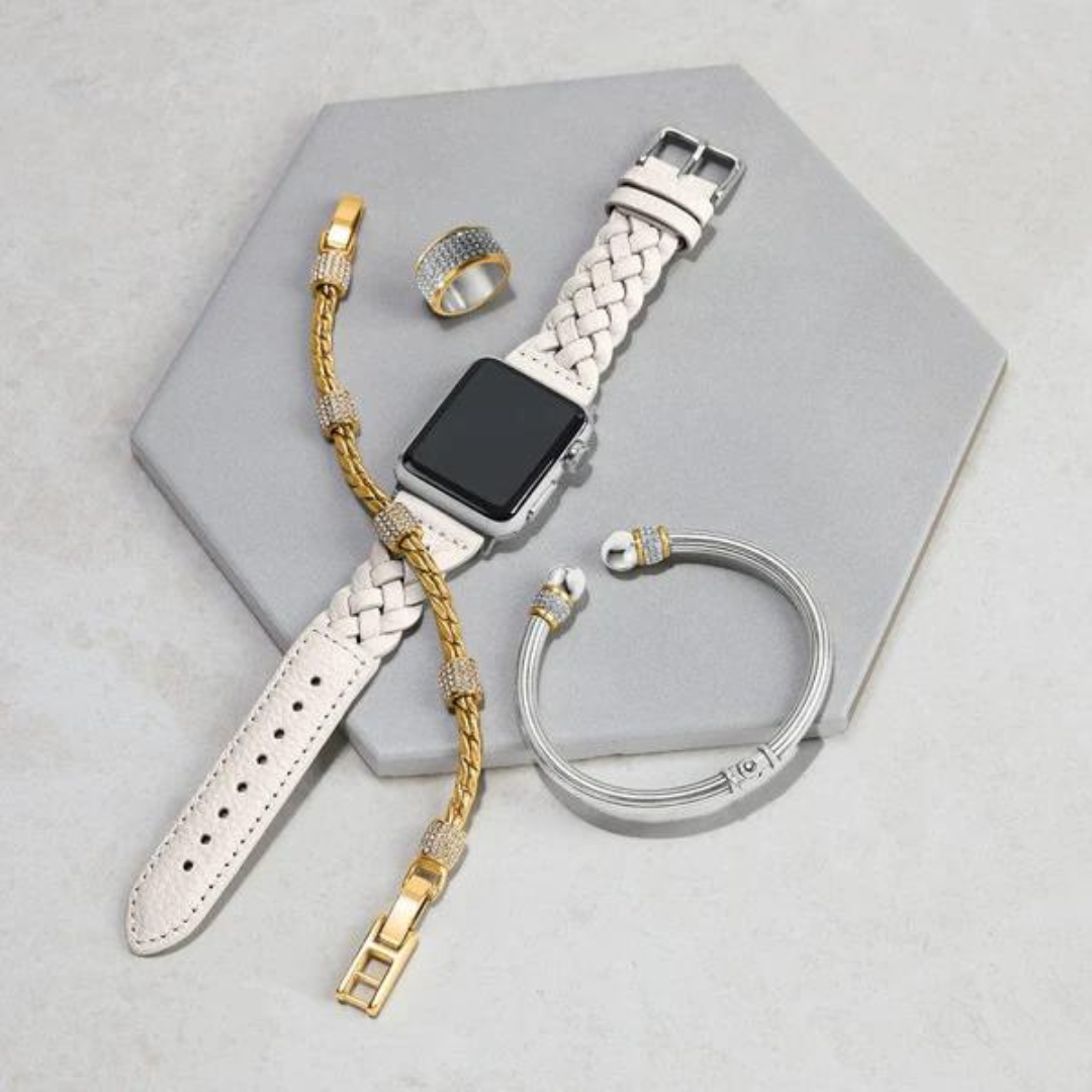 Brighton Sutton Braided Apple Watch Band - White