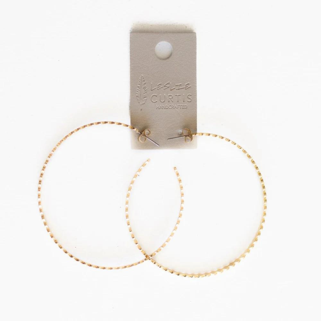 Leslie Curtis London Textured Hoop Earrings - Gold