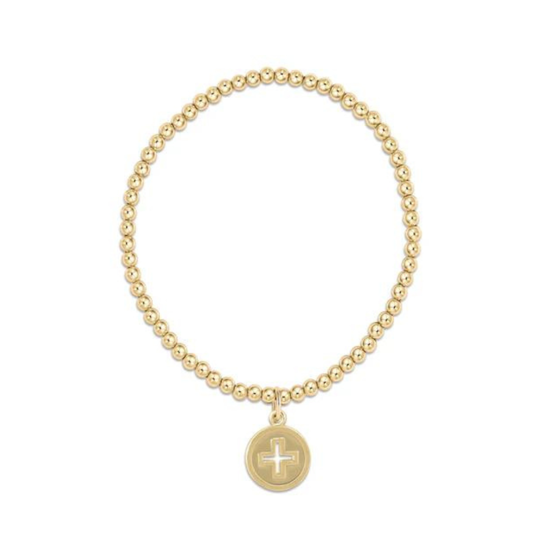 Enewton Gold Classic Bead Bracelet w/ Signature Cross Disc Charm - 3mm - The Cottage