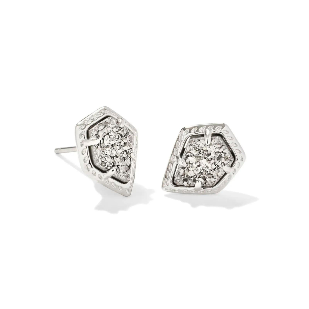 Kendra Scott Framed Tessa Druzy Stud Earrings - Rhodium