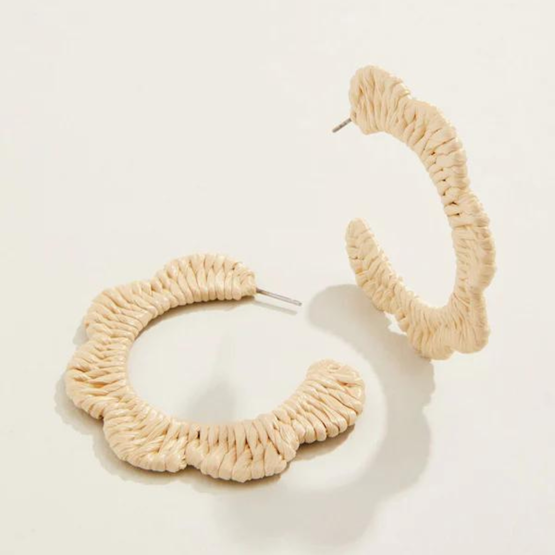 Spartina Scalloped Straw Hoop Earrings