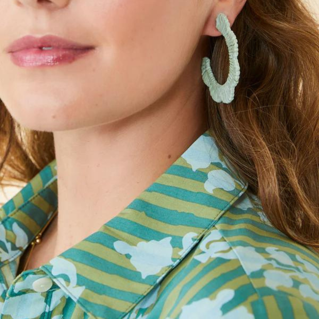 Spartina Scalloped Straw Hoop Earrings